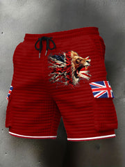 Men's UK Flag Lion Printed Shorts