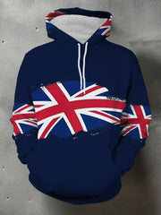 Men's UK Flag Print Casual Pocket Hoodie
