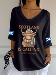 Women's Scottish Flag V-Neck Half-Sleeve T-Shirt