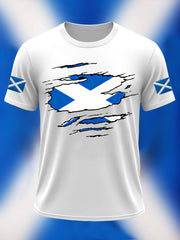 Men's Scotland Flag Proud The Brave Printed Casual Short Sleeve T-shirt