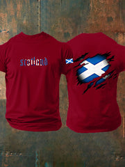 Men's Scotland Flag Proud The Brave Printed Casual Short Sleeve T-shirt