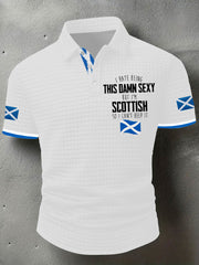Men's Funny Scottish Scotland Flag I'm Scottish I Can't Help It Printed Casual Short Sleeve Top