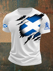 Men's Scotland Flag Proud The Brave Printed Casual Short Sleeve T-shirt