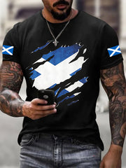 Men's Scotland Flag Proud The Brave Printed Casual Short Sleeve T-shirt