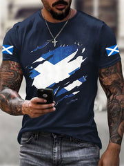 Men's Scotland Flag Proud The Brave Printed Casual Short Sleeve T-shirt