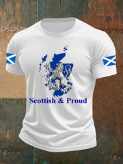 Men's Scotland Flag Proud The Brave Printed Casual Short Sleeve T-shirt