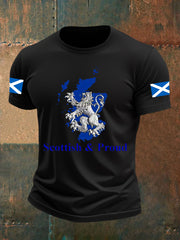 Men's Scotland Flag Proud The Brave Printed Casual Short Sleeve T-shirt