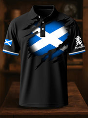 Men's Scotland Flag Proud The Brave Printed Casual Short Sleeve Top