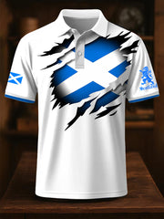 Men's Scotland Flag Proud The Brave Printed Casual Short Sleeve Top