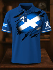 Men's Scotland Flag Proud The Brave Printed Casual Short Sleeve Top