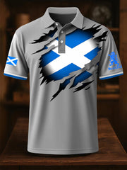 Men's Scotland Flag Proud The Brave Printed Casual Short Sleeve Top
