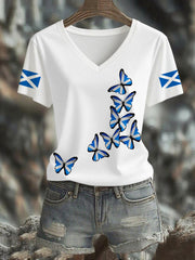 Women's Scottish Butterfly Flag Short Sleeve T-Shirt