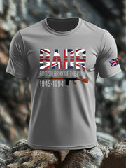 Men's British Veteran print imitation cotton short-sleeved T-shirt