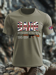 Men's British Veteran print imitation cotton short-sleeved T-shirt