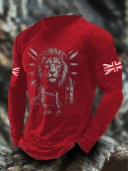 Men's UK Flag Lion Printed Casual Tops