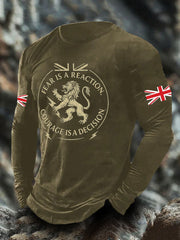 Men's UK Flag Lion Printed Casual Tops