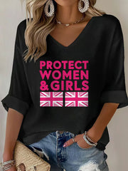 Women's Protect Women Girls Print Waffle T-shirt