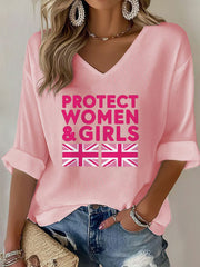 Women's Protect Women Girls Print Waffle T-shirt