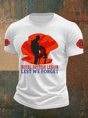 Men's British Veteran Printed imitation cotton short-sleeved T-shirt