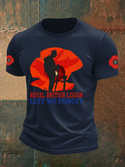 Men's British Veteran Printed imitation cotton short-sleeved T-shirt