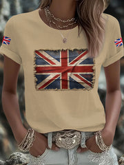 Women's UK Flag Art Printed T-shirt