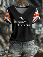 Women's UK Flag Art Printed T-shirt