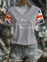 Women's UK Flag Art Printed T-shirt