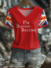 Women's UK Flag Art Printed T-shirt