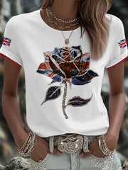 Women's UK Flag Art Printed T-shirt