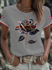 Women's UK Flag Art Printed T-shirt