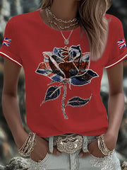Women's UK Flag Art Printed T-shirt