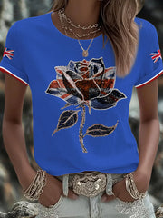 Women's UK Flag Art Printed T-shirt