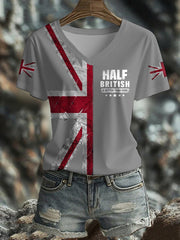 Women's UK Flag Art Printed T-shirt