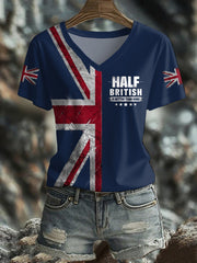 Women's UK Flag Art Printed T-shirt