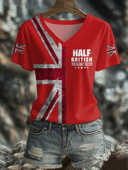 Women's UK Flag Art Printed T-shirt