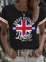 Women's UK Flag Art Printed T-shirt