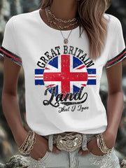 Women's UK Flag Art Printed T-shirt