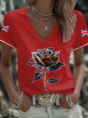 Women's UK Flag Art Printed T-shirt