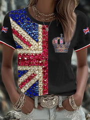 Women's UK Flag Art Printed T-shirt