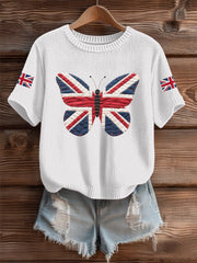 Women's UK Flag Butterfly Cozy Knit Sweater