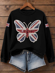 Women's UK Flag Butterfly Print Sweatshirt