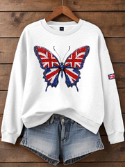 Women's British imitation diamond hot-drilling Printed Regular Sweatshirt