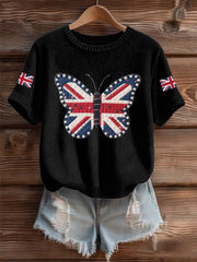 Women's UK Flag Butterfly Cozy Knit Sweater