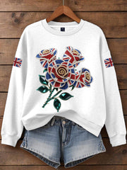 Women's British imitation diamond hot-drilling Print Sweatshirt