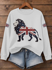 Women's UK Flag Lion Print Sweatshirt