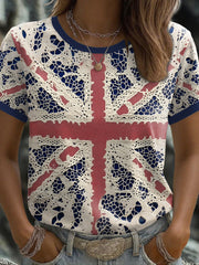Women's UK Flag Art Printed T-shirt