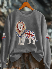 Women's British imitation diamond hot-drilling Printed Regular Sweatshirt