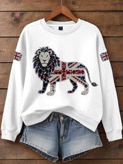 Women's British imitation diamond hot-drilling Print Sweatshirt