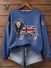 Women's British imitation diamond hot-drilling Print Sweatshirt
