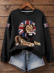 Women's British imitation diamond hot-drilling Print Sweatshirt